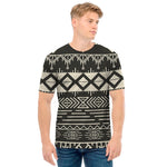 Black And Beige Aztec Pattern Print Men's T-Shirt