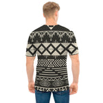 Black And Beige Aztec Pattern Print Men's T-Shirt