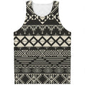 Black And Beige Aztec Pattern Print Men's Tank Top