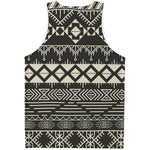 Black And Beige Aztec Pattern Print Men's Tank Top
