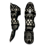 Black And Beige Aztec Pattern Print Muay Thai Shin Guard