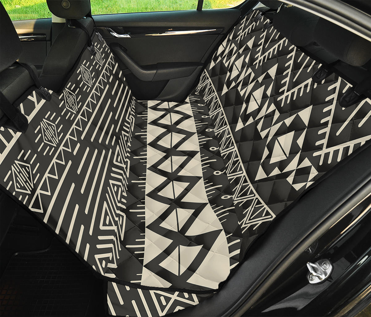 Black And Beige Aztec Pattern Print Pet Car Back Seat Cover