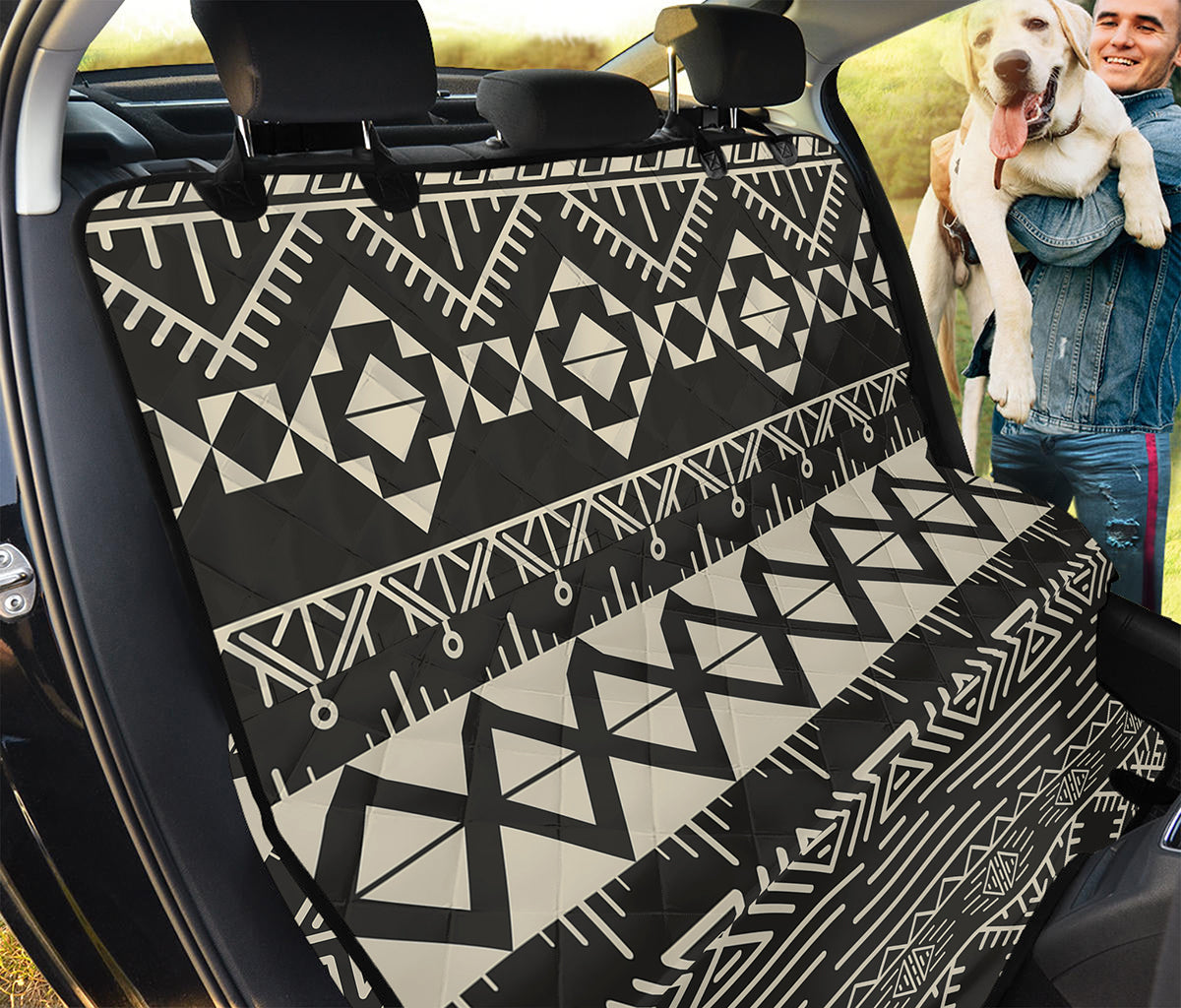 Black And Beige Aztec Pattern Print Pet Car Back Seat Cover