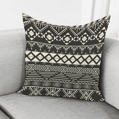 Black And Beige Aztec Pattern Print Pillow Cover