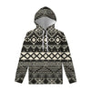 Black And Beige Aztec Pattern Print Pullover Hoodie