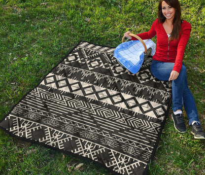 Black And Beige Aztec Pattern Print Quilt