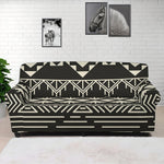 Black And Beige Aztec Pattern Print Sofa Cover