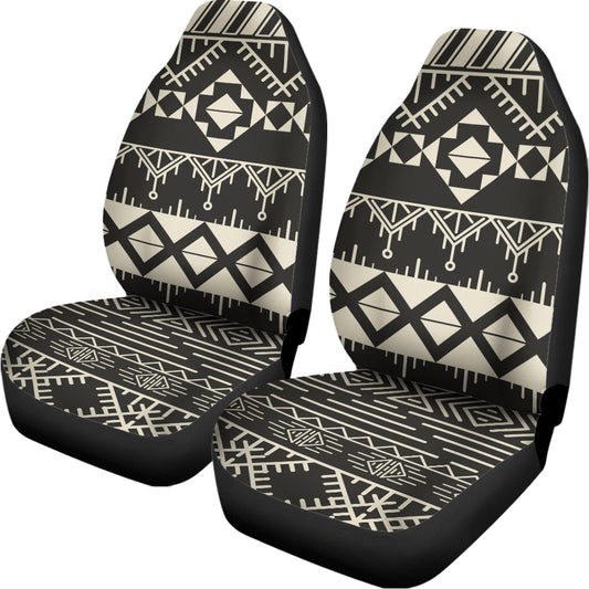 Black And Beige Aztec Pattern Print Universal Fit Car Seat Covers