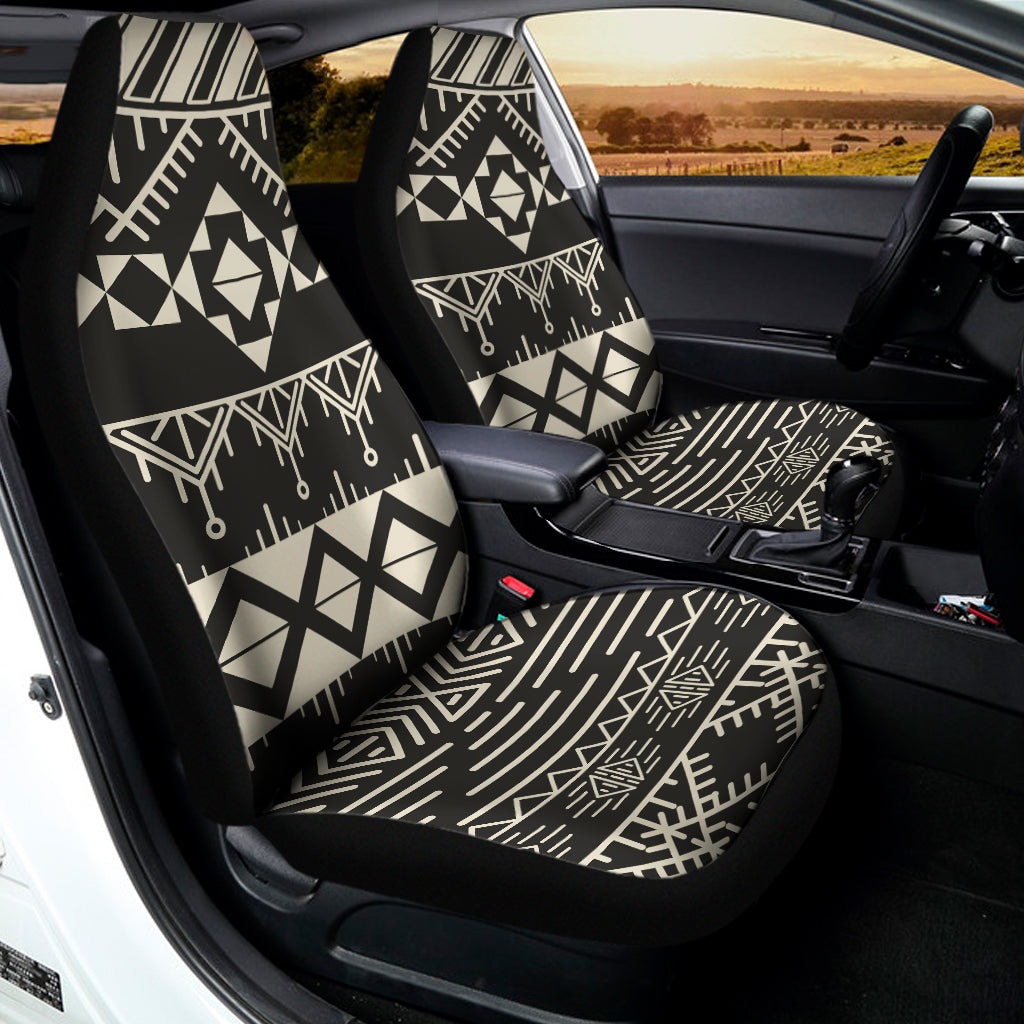 Black And Beige Aztec Pattern Print Universal Fit Car Seat Covers