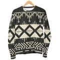 Black And Beige Aztec Pattern Print Women's Crewneck Sweatshirt