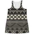 Black And Beige Aztec Pattern Print Women's Racerback Tank Top