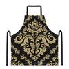 Black And Beige Damask Pattern Print Apron