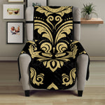 Black And Beige Damask Pattern Print Armchair Protector