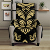 Black And Beige Damask Pattern Print Armchair Protector