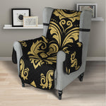 Black And Beige Damask Pattern Print Armchair Protector