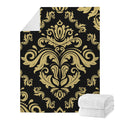 Black And Beige Damask Pattern Print Blanket