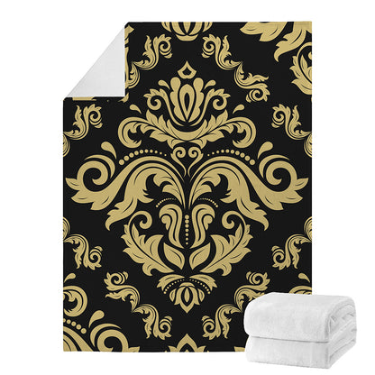 Black And Beige Damask Pattern Print Blanket