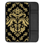 Black And Beige Damask Pattern Print Car Center Console Cover