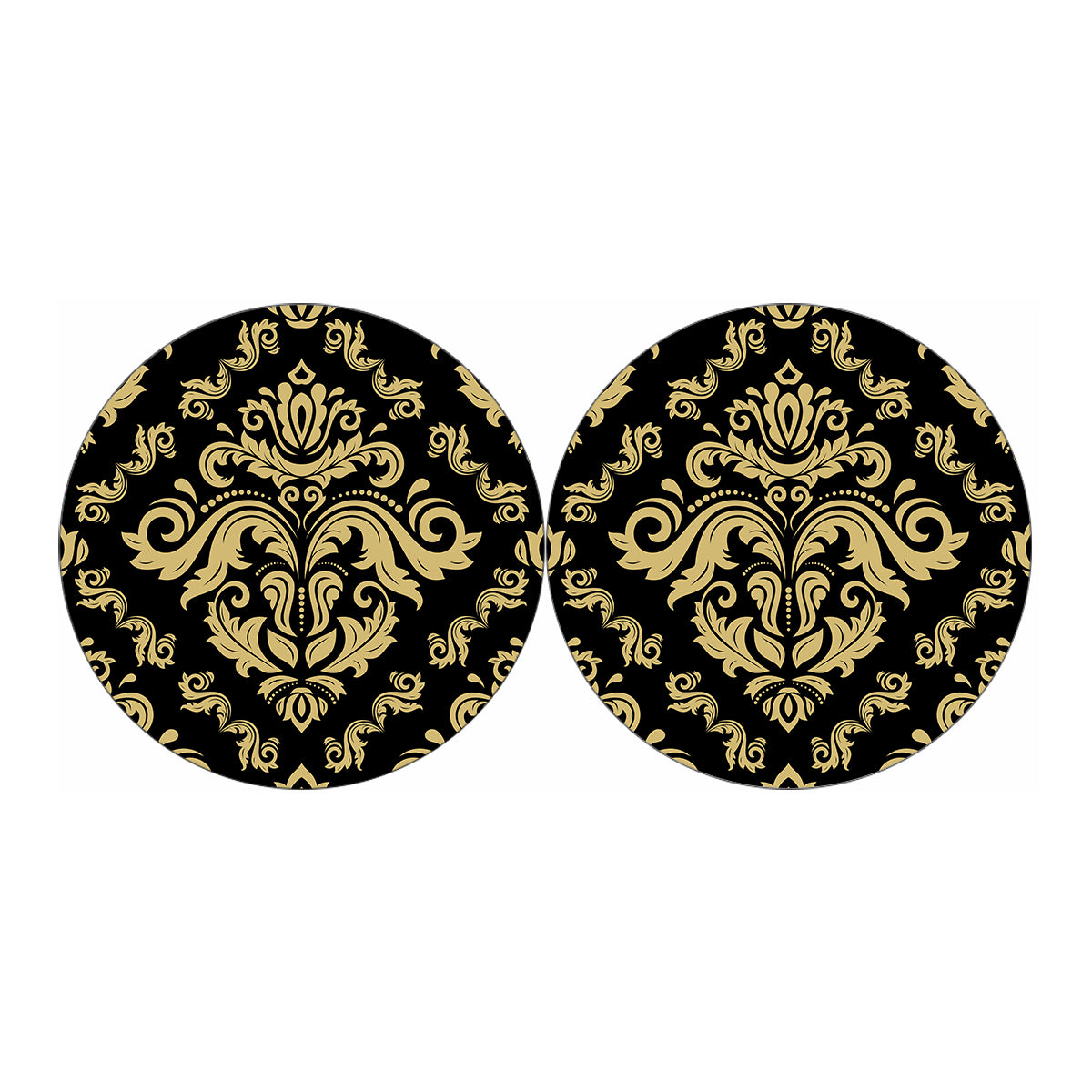 Black And Beige Damask Pattern Print Car Coasters