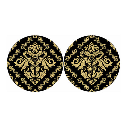 Black And Beige Damask Pattern Print Car Coasters