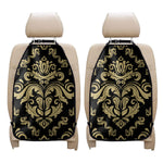 Black And Beige Damask Pattern Print Car Seat Organizers