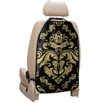 Black And Beige Damask Pattern Print Car Seat Organizers