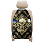 Black And Beige Damask Pattern Print Car Seat Organizers