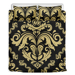 Black And Beige Damask Pattern Print Duvet Cover Bedding Set