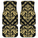 Black And Beige Damask Pattern Print Front and Back Car Floor Mats