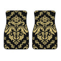 Black And Beige Damask Pattern Print Front Car Floor Mats
