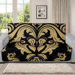 Black And Beige Damask Pattern Print Futon Protector