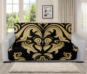 Black And Beige Damask Pattern Print Futon Protector