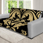 Black And Beige Damask Pattern Print Futon Protector