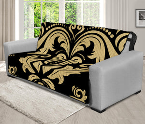 Black And Beige Damask Pattern Print Futon Protector