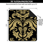 Black And Beige Damask Pattern Print Futon Protector