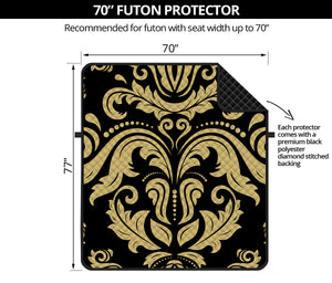 Black And Beige Damask Pattern Print Futon Protector