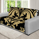 Black And Beige Damask Pattern Print Futon Protector