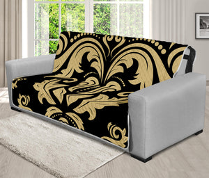 Black And Beige Damask Pattern Print Futon Protector