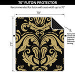 Black And Beige Damask Pattern Print Futon Protector