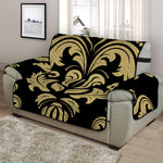 Black And Beige Damask Pattern Print Half Sofa Protector