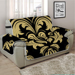 Black And Beige Damask Pattern Print Half Sofa Protector