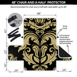 Black And Beige Damask Pattern Print Half Sofa Protector