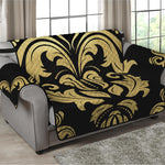 Black And Beige Damask Pattern Print Loveseat Protector