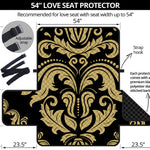 Black And Beige Damask Pattern Print Loveseat Protector