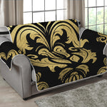 Black And Beige Damask Pattern Print Loveseat Protector