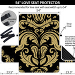 Black And Beige Damask Pattern Print Loveseat Protector