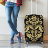 Black And Beige Damask Pattern Print Luggage Cover