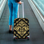 Black And Beige Damask Pattern Print Luggage Cover