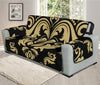 Black And Beige Damask Pattern Print Oversized Sofa Protector