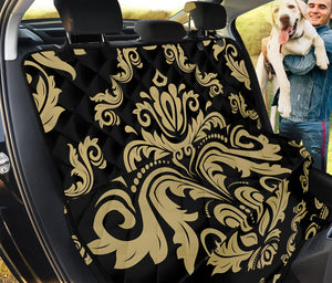 Black And Beige Damask Pattern Print Pet Car Back Seat Cover